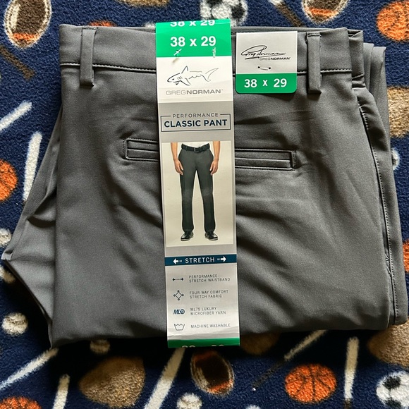 Greg Norman Collection Pants Greg Norman Mens Chino Pant Gray W38 X